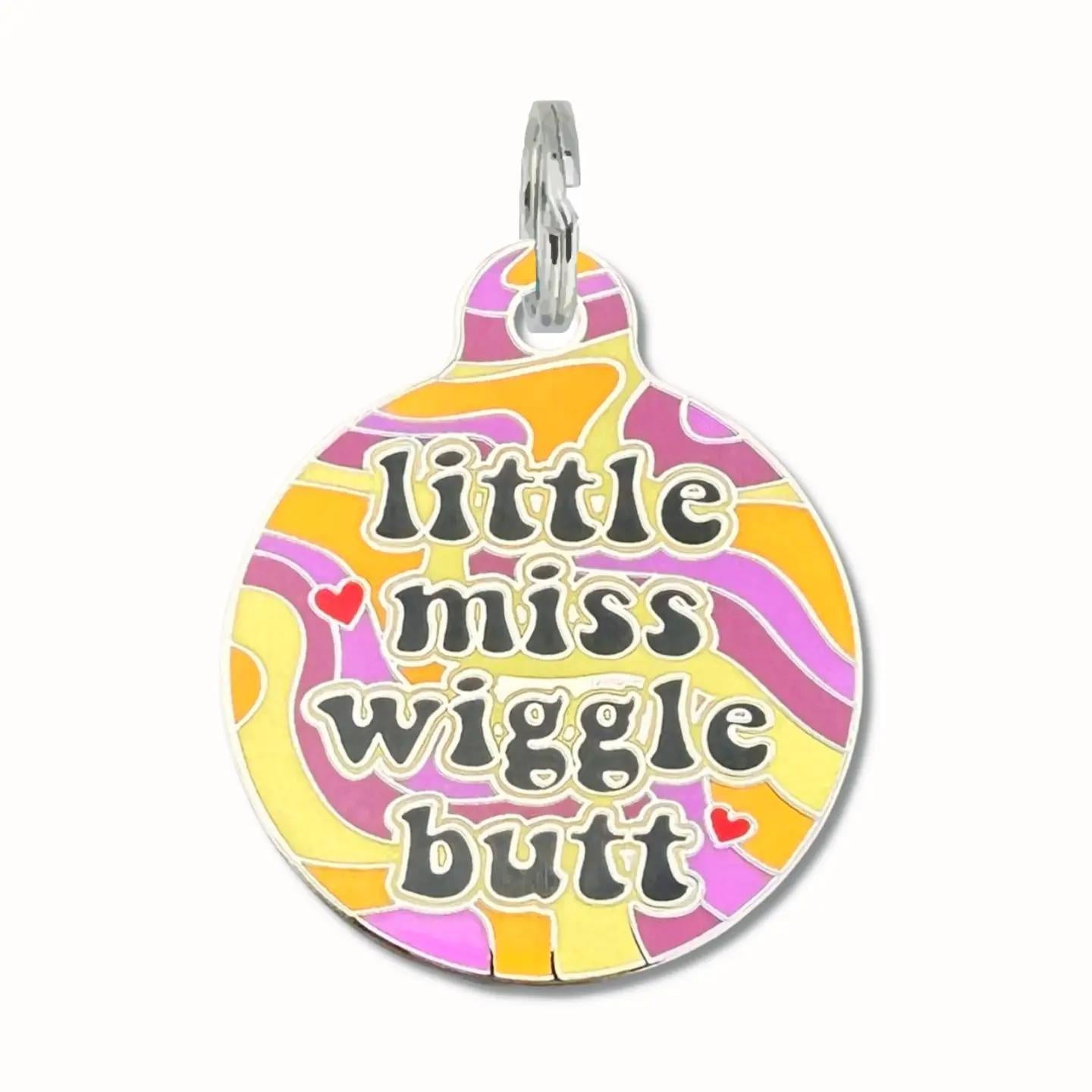 Bad Tags | Enamel Dog Tag with Scramble Pet Id | Little Miss Wiggle Butt