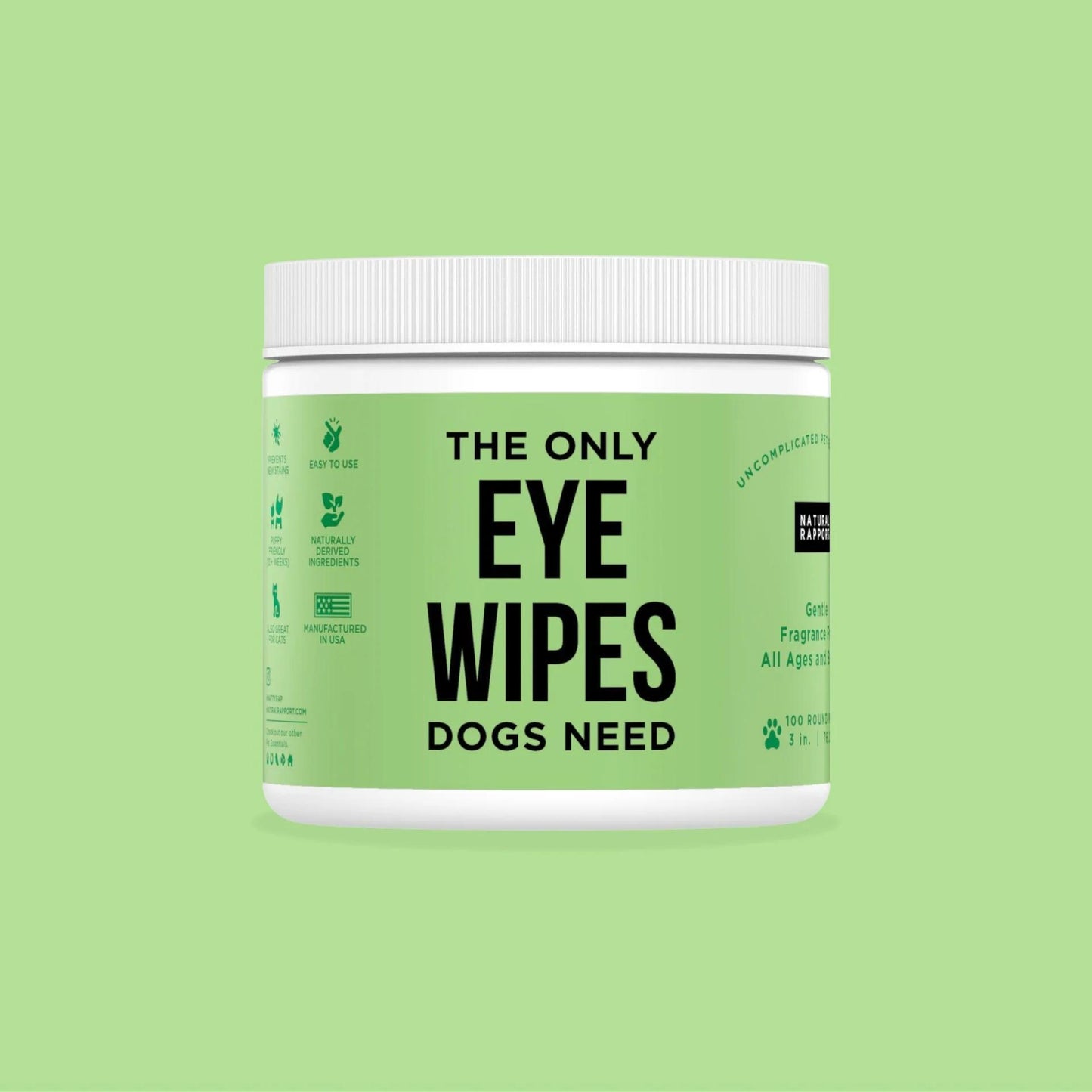 Natural Rapport | The Only Eye Wipes Dogs Need | 100 ct