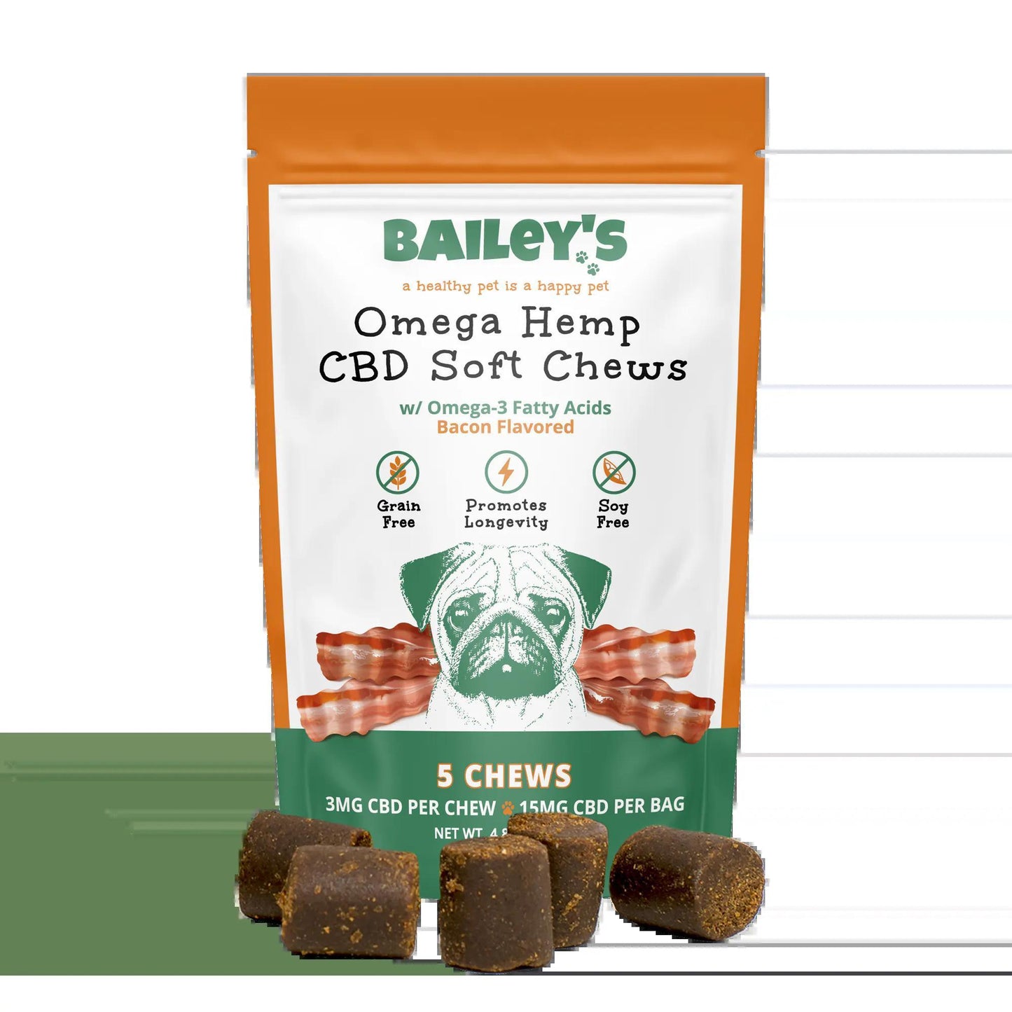 Bailey's | Omega Hemp Soft Chews | Bacon Flavor