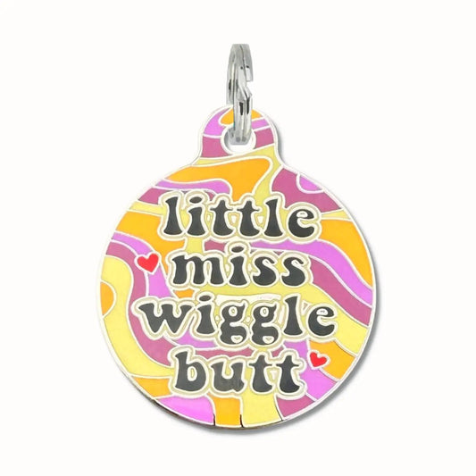 Bad Tags | Enamel Dog Tag with Scramble Pet Id | Little Miss Wiggle Butt