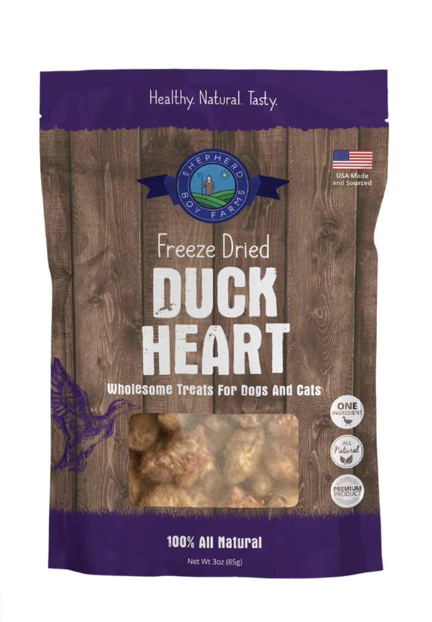 Shepherd Boy Farms | Freeze Dried Raw Treats | Duck Hearts | 3oz