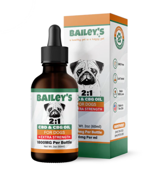 Bailey's | Extra Strength 2:1 CBD & CBG Oil For Dogs | 60ml Bottle