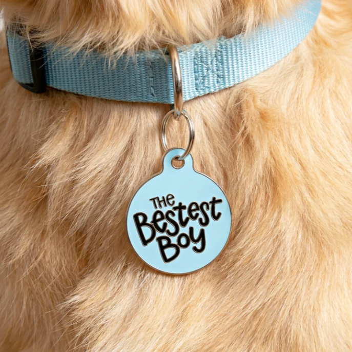 Bad Tags | Enamel Dog Tag with Scannable Pet Id | The Bestest Boy