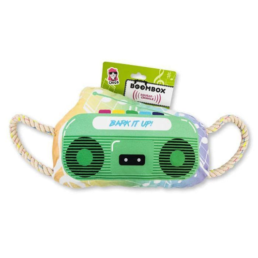 Senor Chico | Retro Boombox Plush Dog Toy | Crinkle and Squeak Features