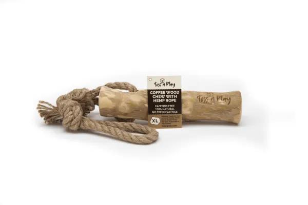 Toss N Play | Coffee Wood Chew with Hemp Rope