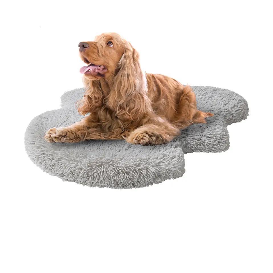 Olliix | Faux Fur Orthopedic Dog Bed Rug with Cover | Grey