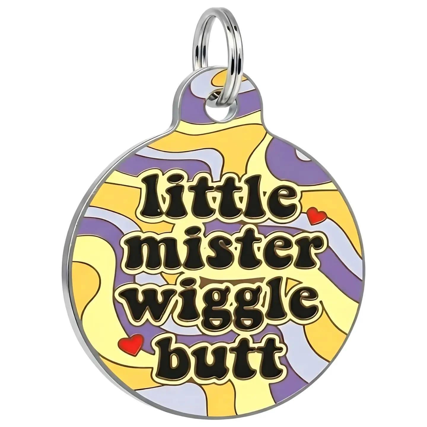 Bad Tags | Enamel Dog Tag with Scannable Pet Id | Little Mister Wiggle Butt