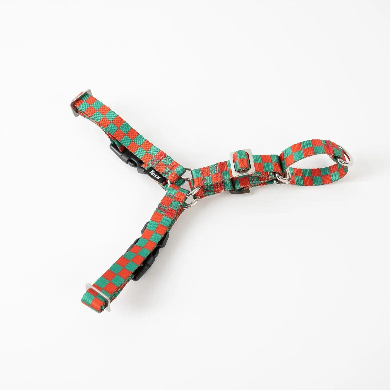The Fritz | Dog Harness | Adjustable, No Pull & Reversible | Checkered Red & Green | XL