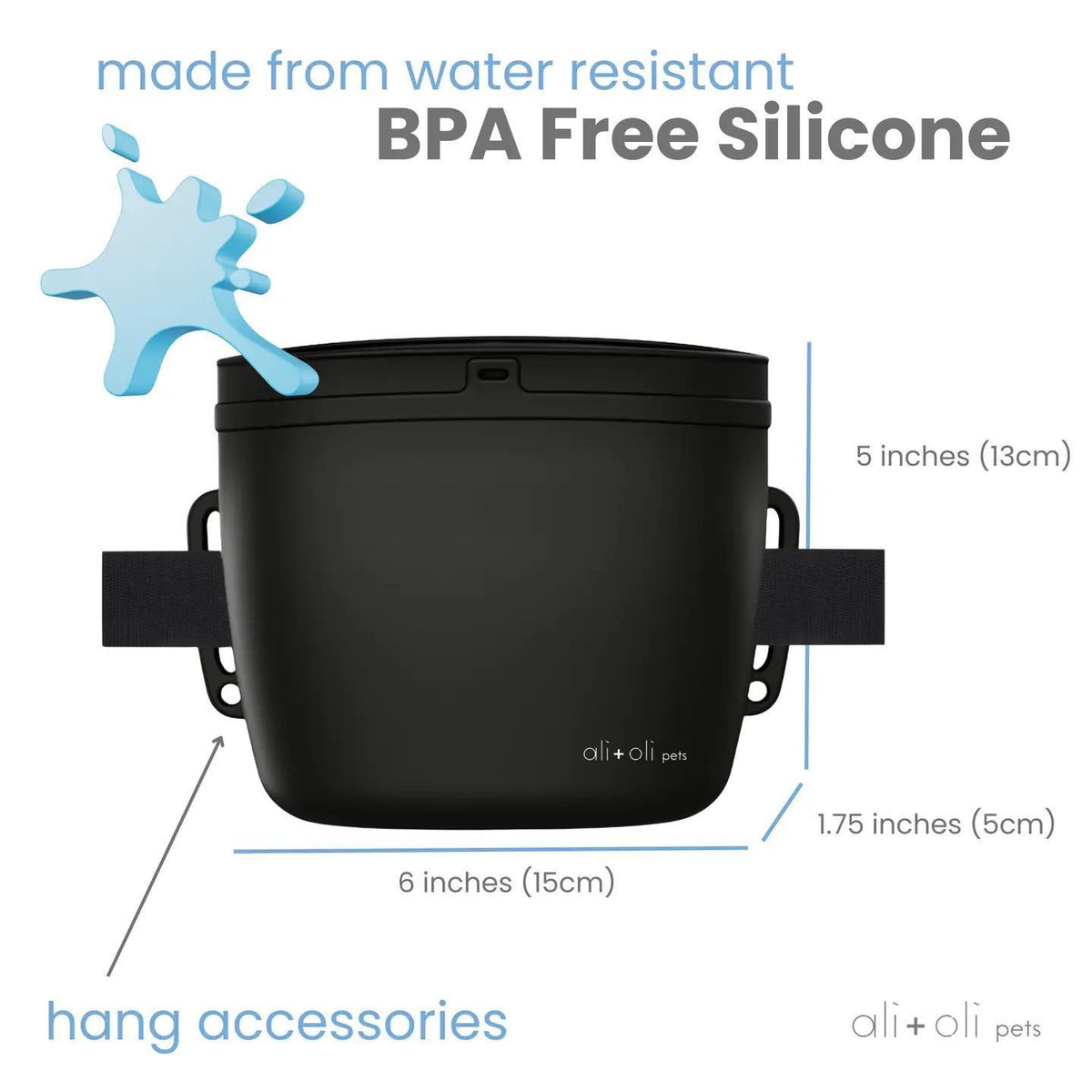 Ali+Oli Pets | Dog Treat Training Pouch with Magnetic Closure | Black