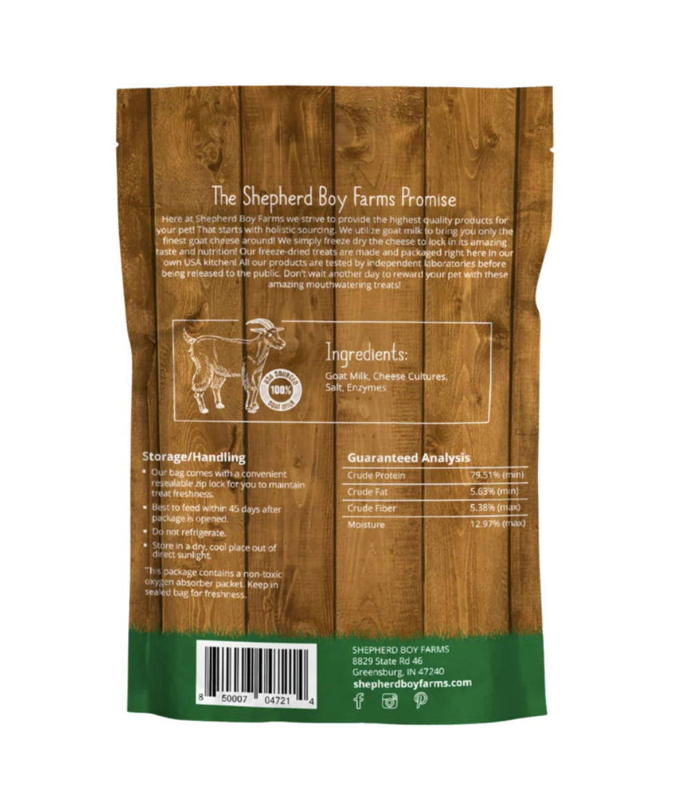 Shepherd Boy Farms | Freeze Dried Raw Treats - Goat Cheese, Large (8oz)