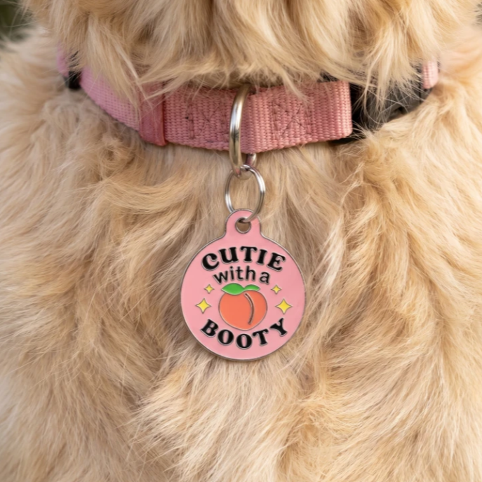 Bad Tags | Enamel Dog Tag with Scannable Pet Id | Cutie Witha Booty