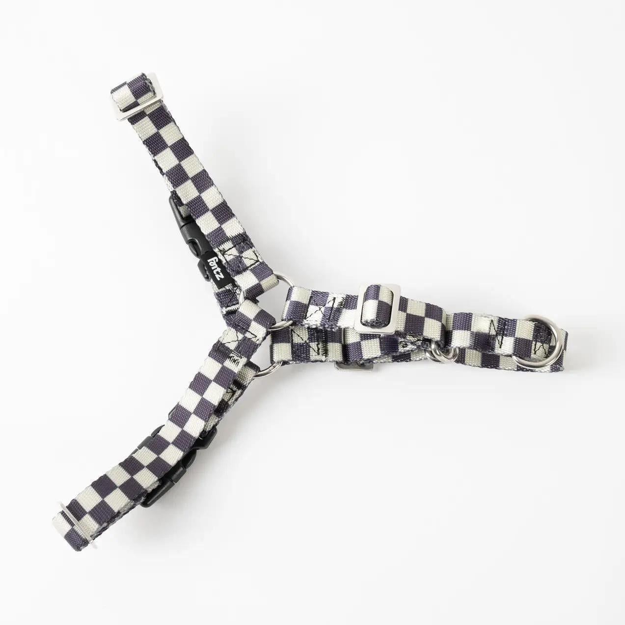 The Fritz | Dog Harness | Adjustable, No Pull & Reversible | Checkered Black Creamy | XL