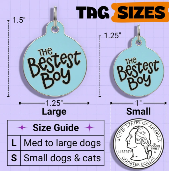 Bad Tags | Enamel Dog Tag with Scannable Pet Id | The Bestest Boy