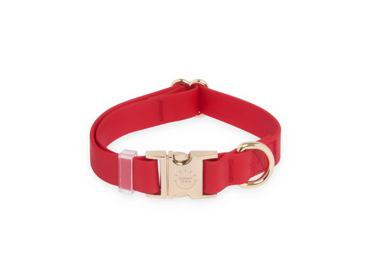 Sunny Tails | Cherry Red Waterproof Dog Collar