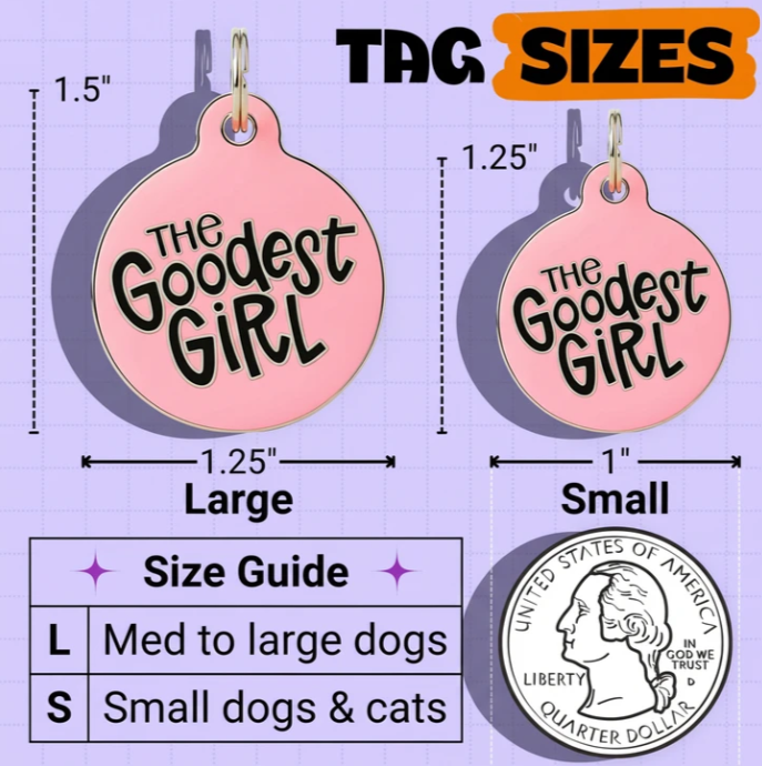 Bad Tags | Enamel Dog Tag with Scannable Pet Id | The Goodest Girl