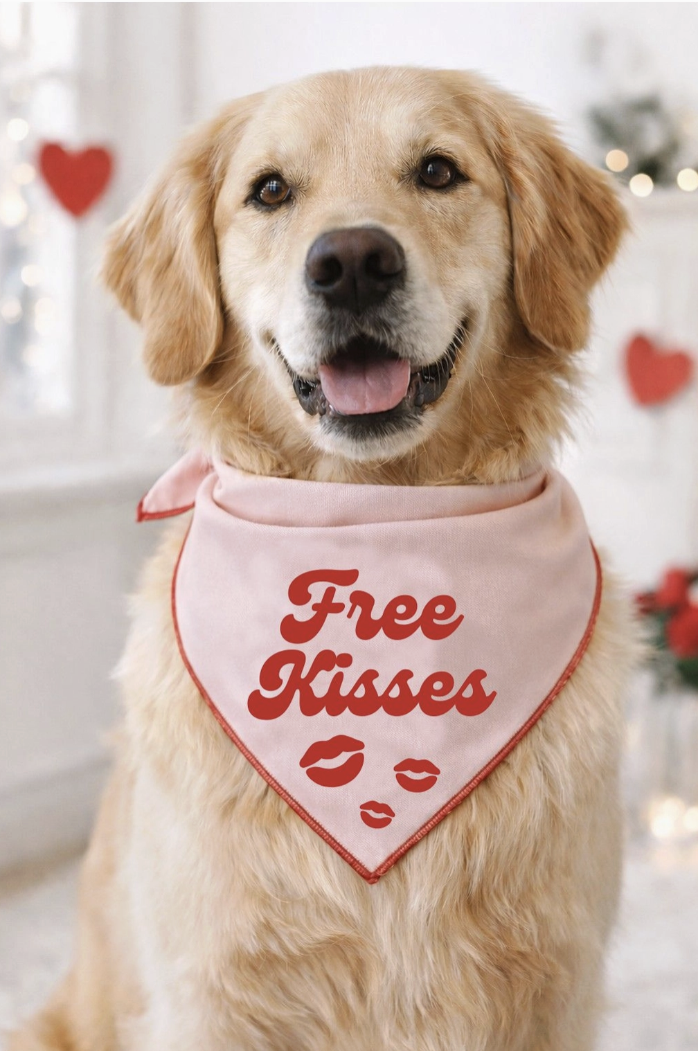 "Free Kisses" | Valentine's Day Dog Bandana